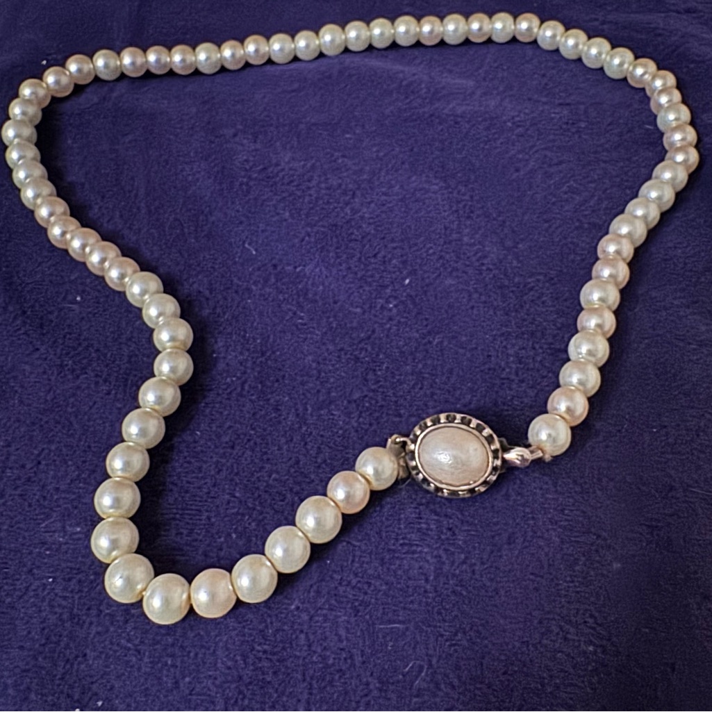Vintage Faux Pearl Necklace With Vintage Faux Pearl Box Clasp
